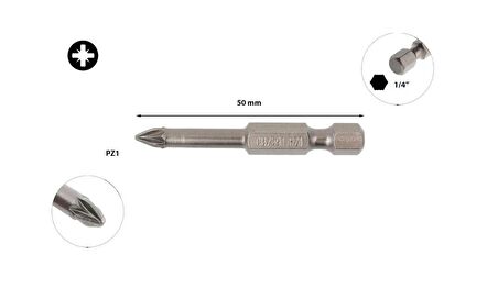 Ceta Form PZ1 x 50 mm Yıldız Uçlu Bits  CB/591